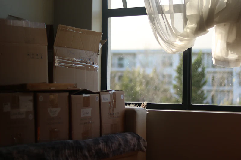 Gepackte Umzugskartons in einer Wohnung vor der Wohnungsauflösung